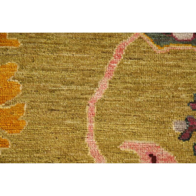Hand Knotted Oriental 100% Wool Carpet Transitional All-Over Yellow & Gold Oushak Area Rug - 11' 10'' X 8' 10''