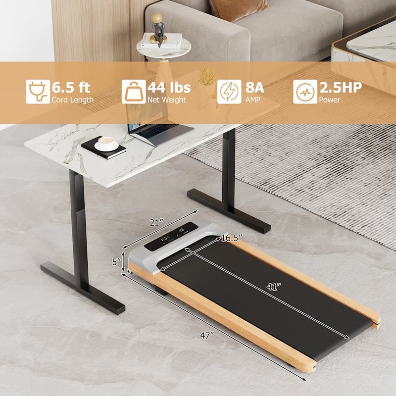 Wooden Under Desk Treadmill Portable Walking Pad Treadmill LED Display