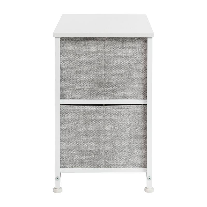 2 Drawer Storage Stand with Wood Top & Dark Fabric Pull Drawers