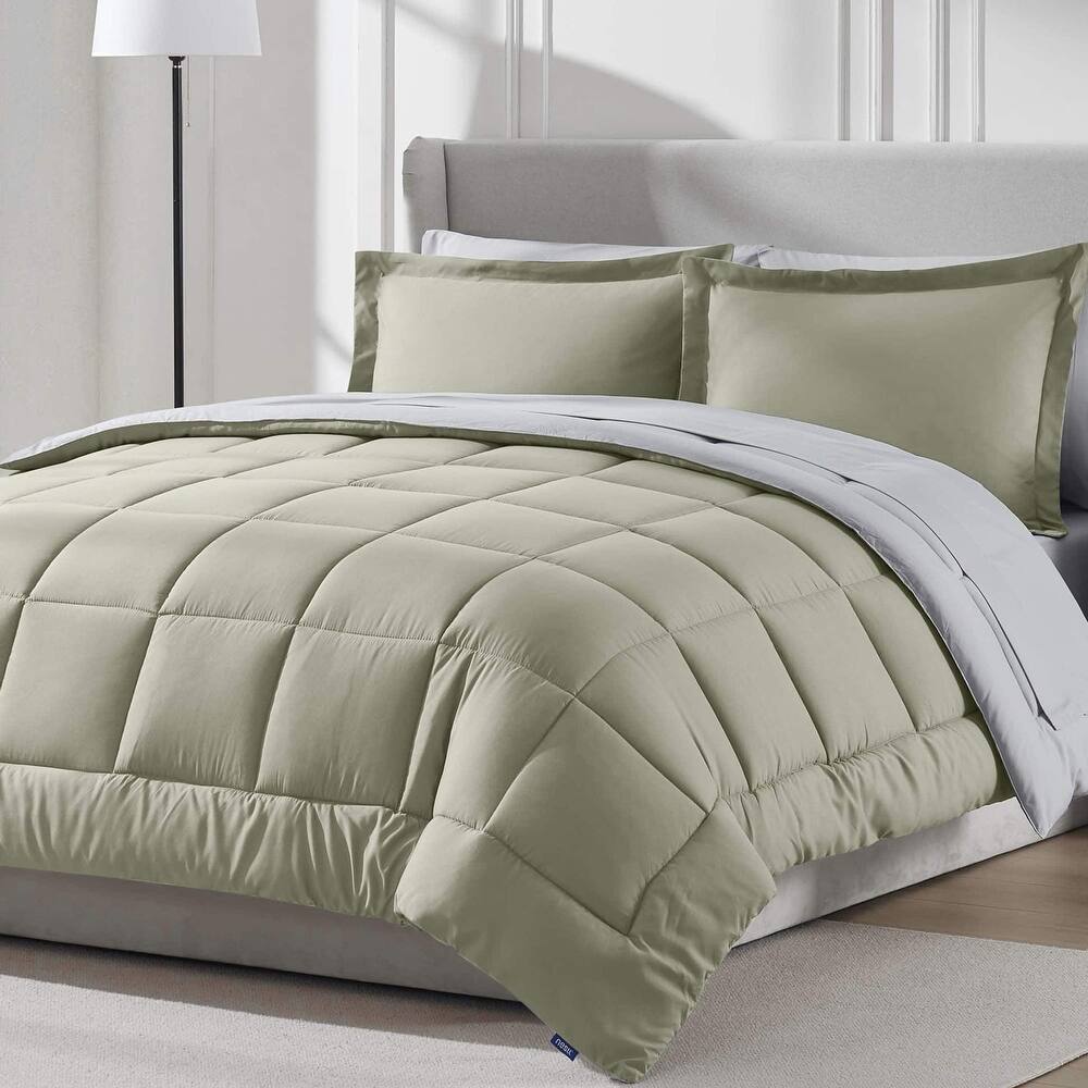 Empyrean Reversible Comforter Set Bed in a Bag with Cooling Pillow