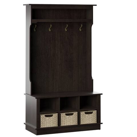 Hall Tree with Open Storage and Included Baskets