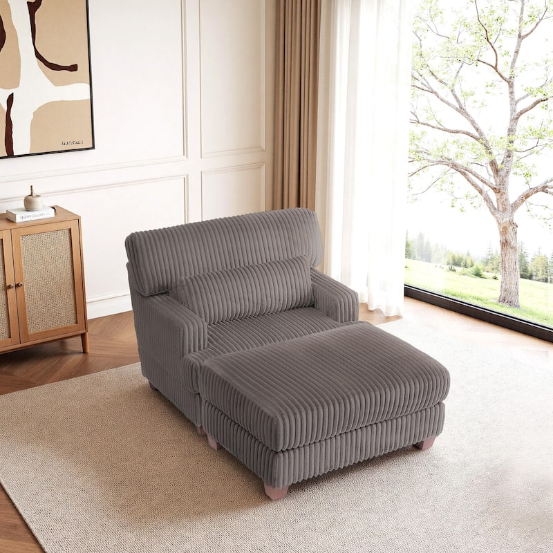 Oversized Chaise Longue Accent Chair with Ottoman
