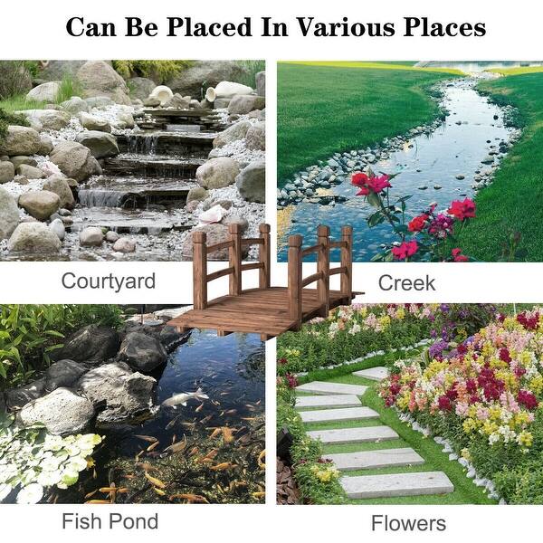 Shop Costway 5 Wooden Bridge Stained Finish Decorative Solid Wood