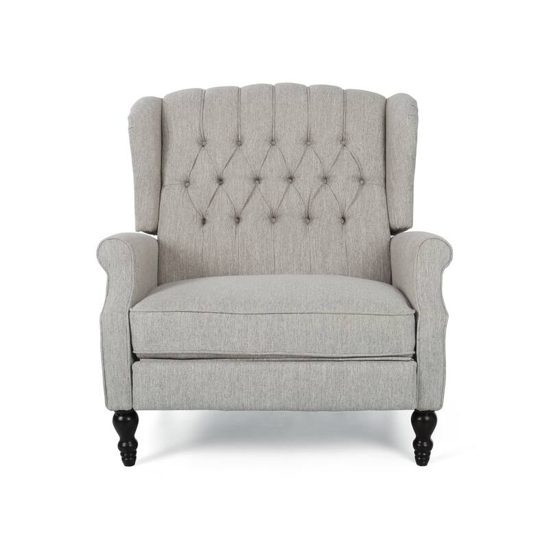 Oversized Wingback Push-Back Recliner with Footrest, Tufted Back, Nailheads