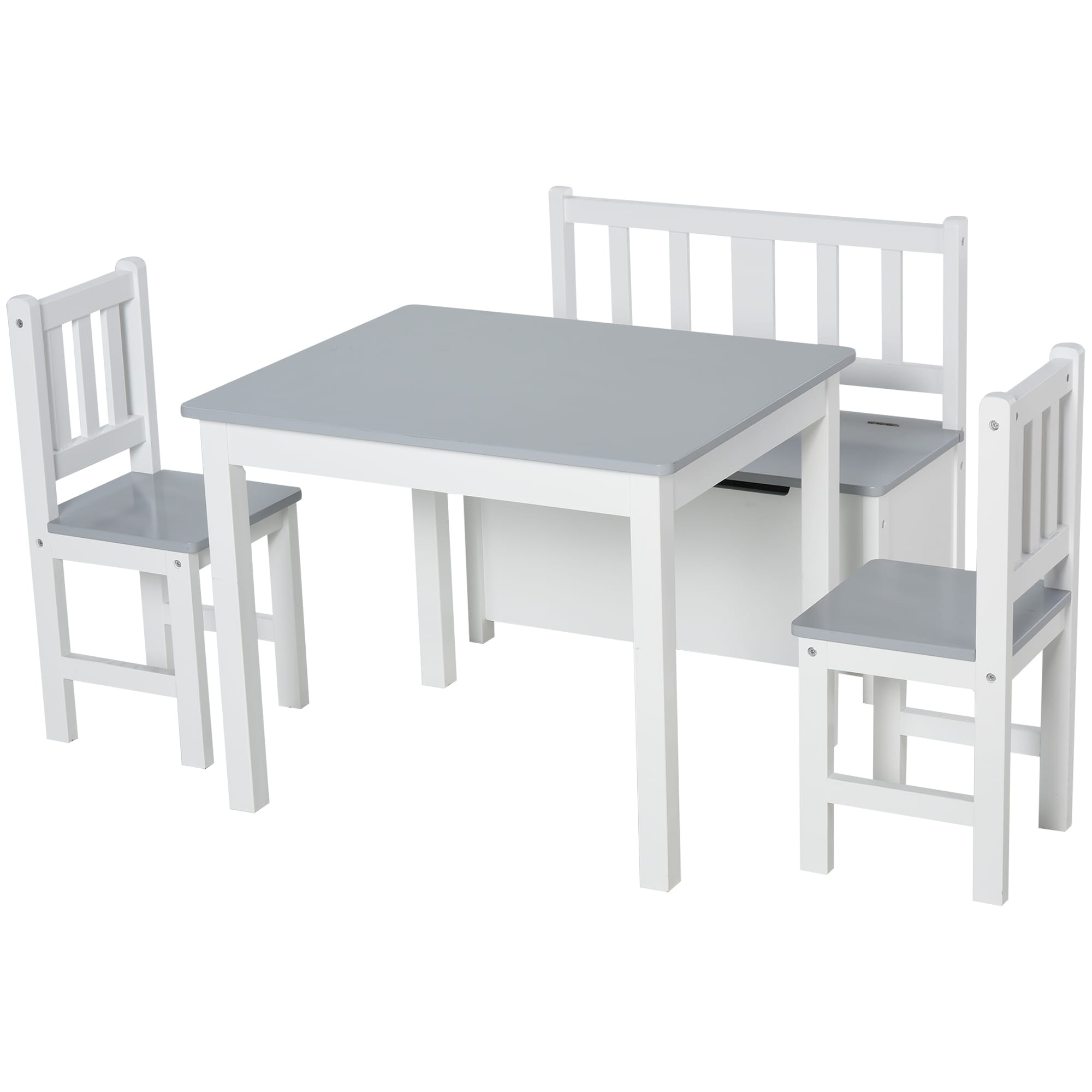 Qaba 4 Piece Childrens Table Set with Kids Storage Bench On Sale