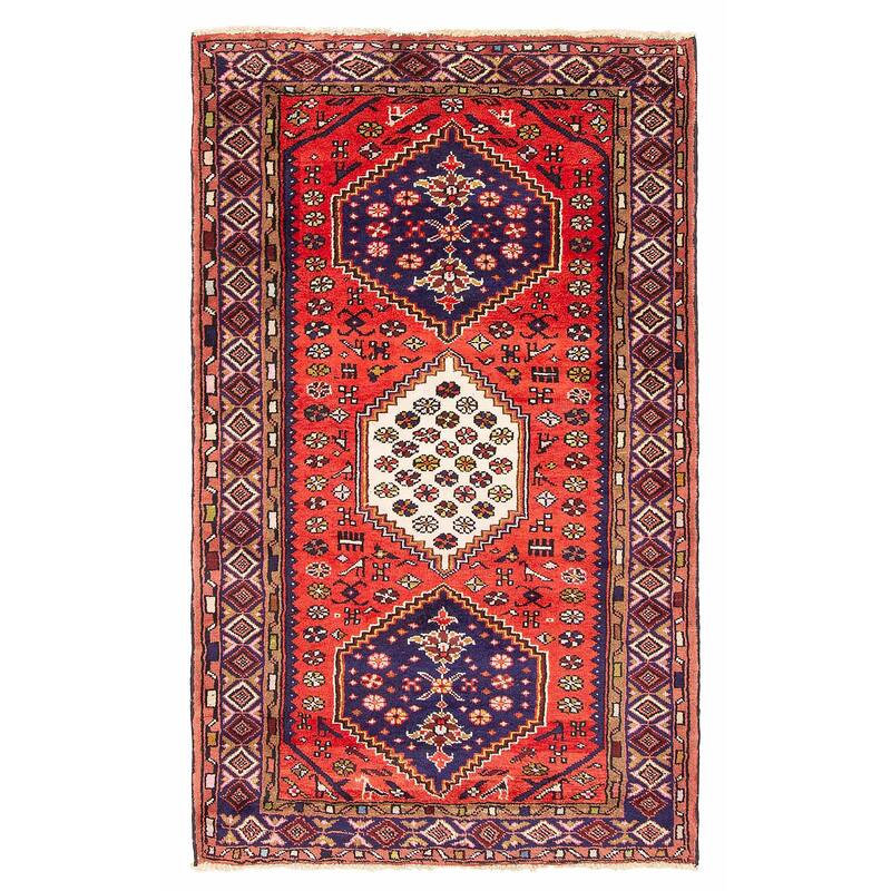 ECARPETGALLERY Hand-knotted Andelz Red Wool Rug - 3'11 x 6'4 - Red - 3'11 x 6'4