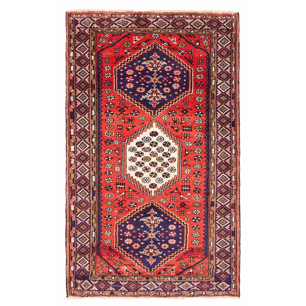 ECARPETGALLERY Hand-knotted Andelz Red Wool Rug - 3'11 x 6'4