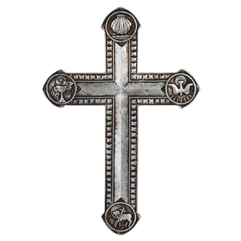 Q-Max 7.5"H Decorative Cross in Silver Religious Statue Wall Decoration Holy Figurine