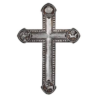 Q-Max 7.5"H Decorative Cross in Silver Religious Statue Wall Decoration Holy Figurine