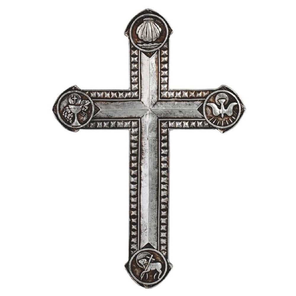 Q-Max 7.5"H Decorative Cross in Silver Religious Statue Wall Decoration Holy Figurine