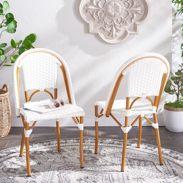 slide 2 of 18, SAFAVIEH California Outdoor Side Chair Set of 2 (Fully Assembled) - 20 in. W x 22 in. D x 35 in. H White