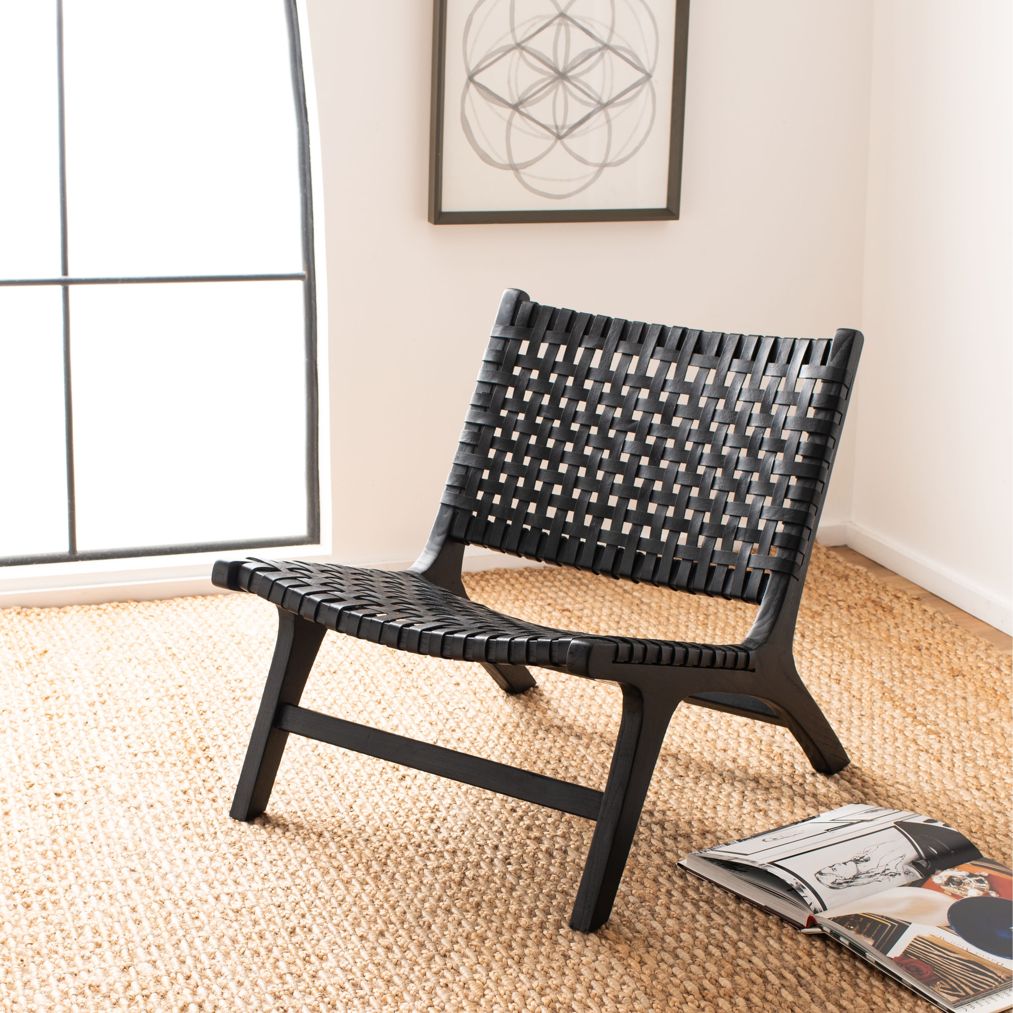 SAFAVIEH Luna Leather Woven Accent Chair