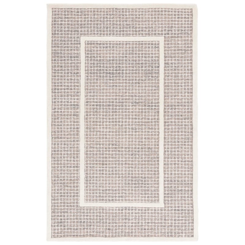 SAFAVIEH Handmade Pine Gennarina Modern Wool Rug - 6' Square - Grey/Ivory