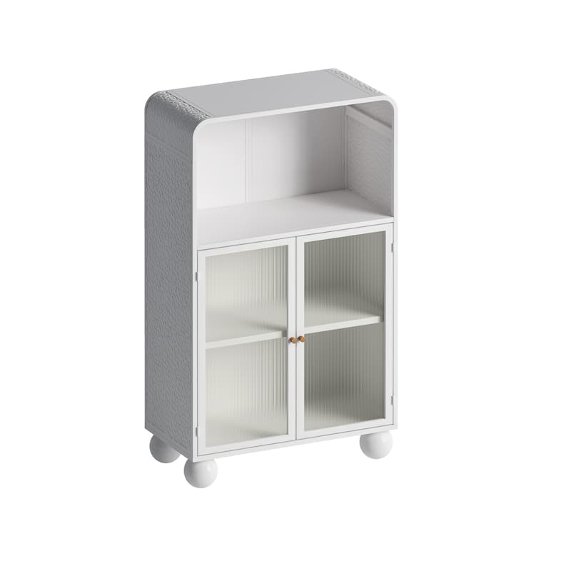 Freestanding Floor Cabinet With Glass Door