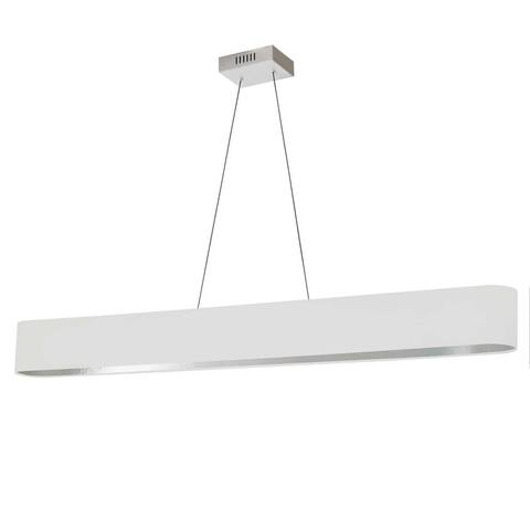 Dainolite Aubrey Modern Polished Chrome Modern Pendant Light w/ White/Silver Racetrack Oval Shade