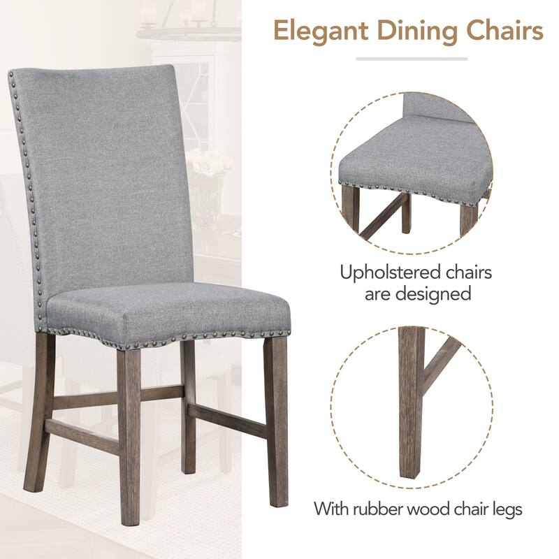 Gray 7-Piece Wooden Dining Table Set with Extendable Table & 6 Chairs