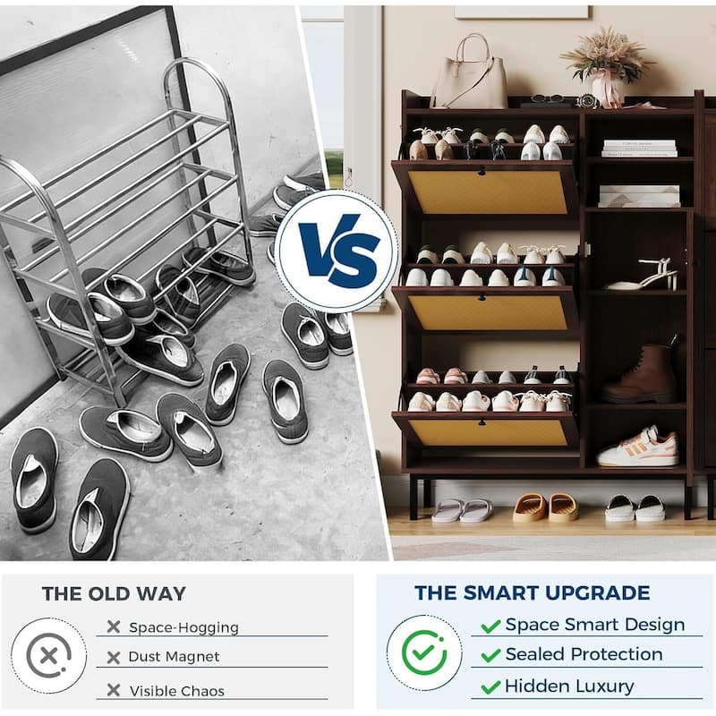 Freestanding 3 Flip Drawer Shoe Cabinet for Entryway Hallway Storage