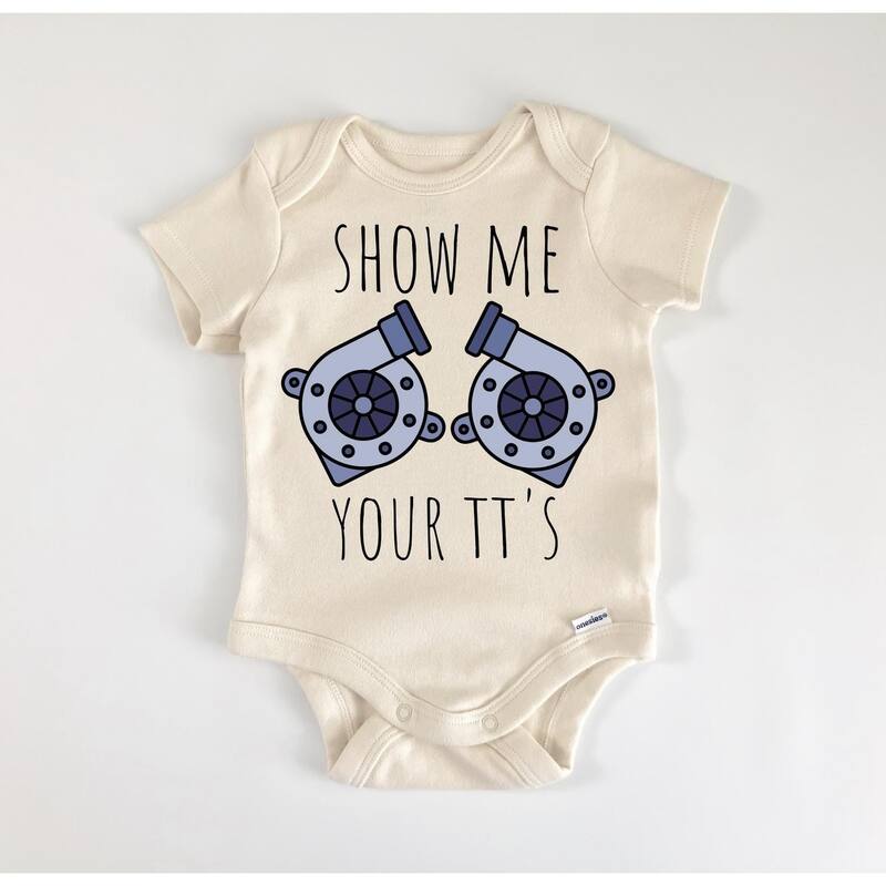 Twin Turbo Drag Racing - Baby Boy Girl Clothes Infant Bodysuit Funny Cute - Natural - Newborn
