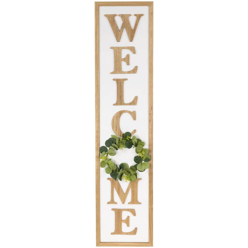 "Welcome" Wooden Framed Outdoor Porch Sign - 40"