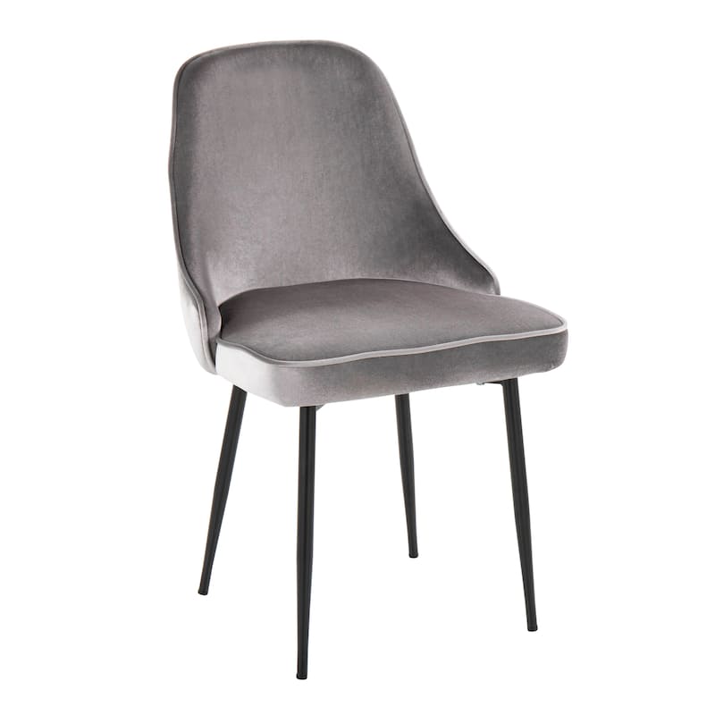 Silver Orchid Naldi Contemporary-Glam Velvet Dining Chair (Set of 2) - Silver Velvet/Black