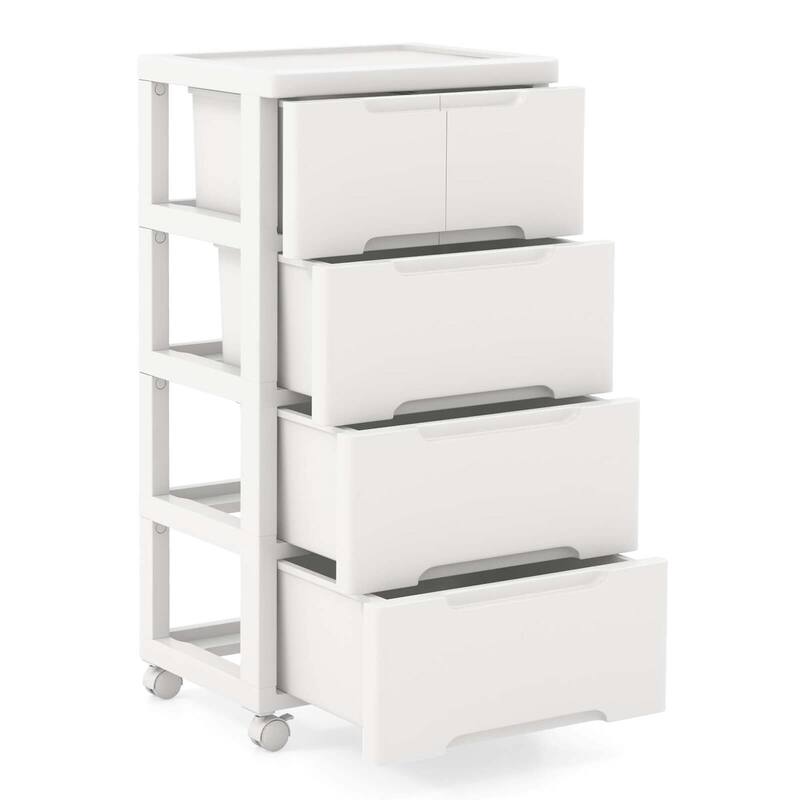 Costway 1 PCS 5-Drawer Plastic Rolling Storage Cart with 4 Universal - See Details