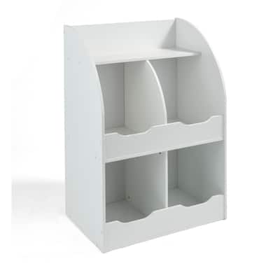 Four Bin Storage Cubby with Bookshelf