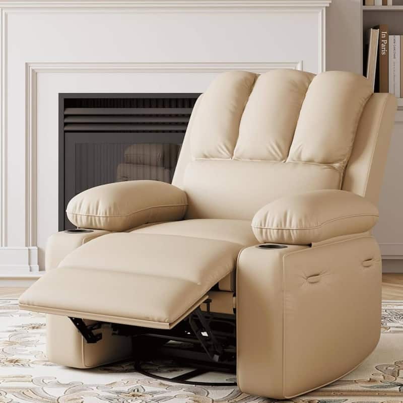 22" Electric Swivel Recliner Chair, Rocking Sofa Chair with Massage