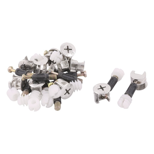 Metal Furniture Drawer Cam Lock Connecting Fitting Dowel Nut Assembly 12 Sets
