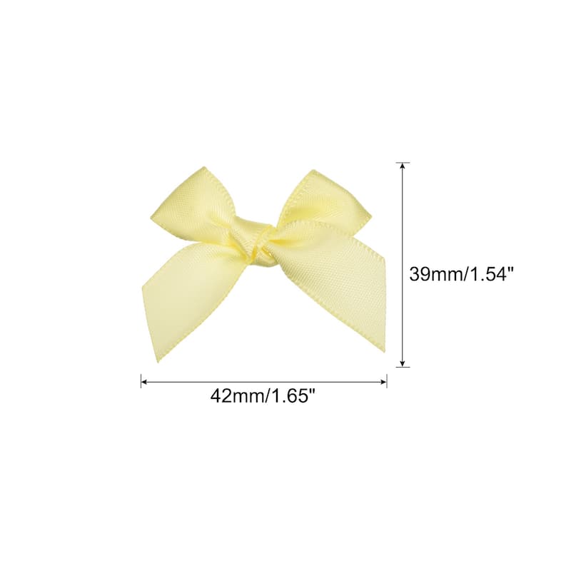 50Pcs Mini Ribbon Bow Mini Fabric Satin Ribbon Flower Bows - Yellow