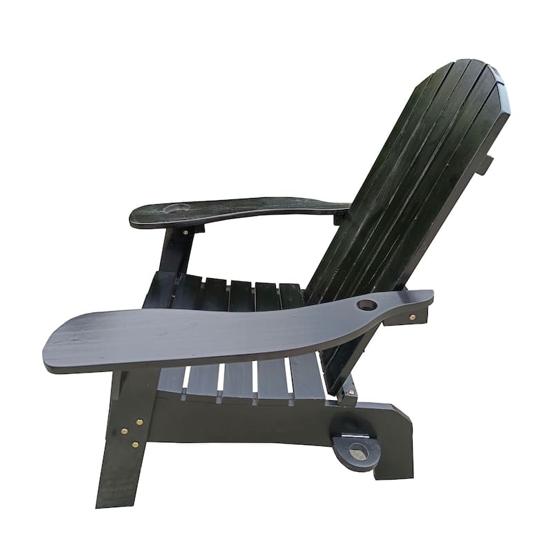 Black 33.46" Arm Chair with Wood Frame and Umbrella Hole