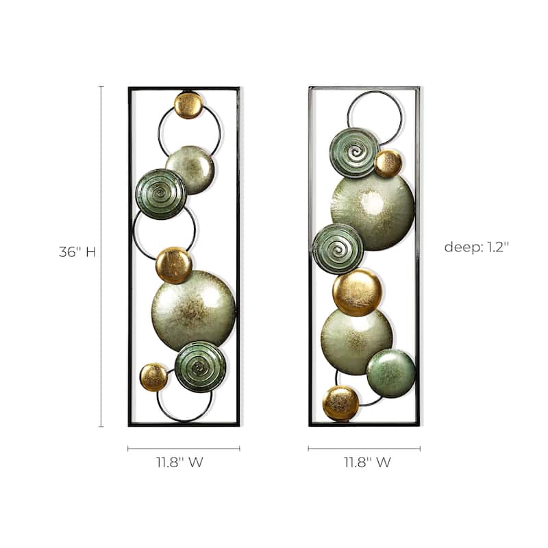 Modern Gold and Green Metal Wall Decor (Set of 2)