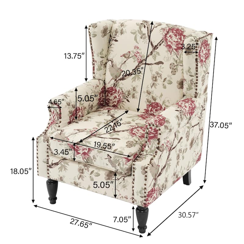 Set of 2 Patterned Upholstered Accent Chair for Living Room