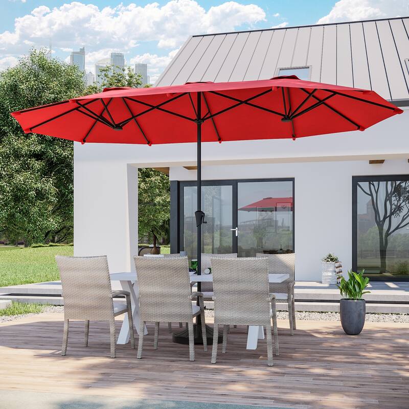 BONOSUKI 13 x 7.2Ft Double-Sided Patio Umbrella with Large Canopy Outdoor Table Umbrella for Garden and pool, Navy Blue