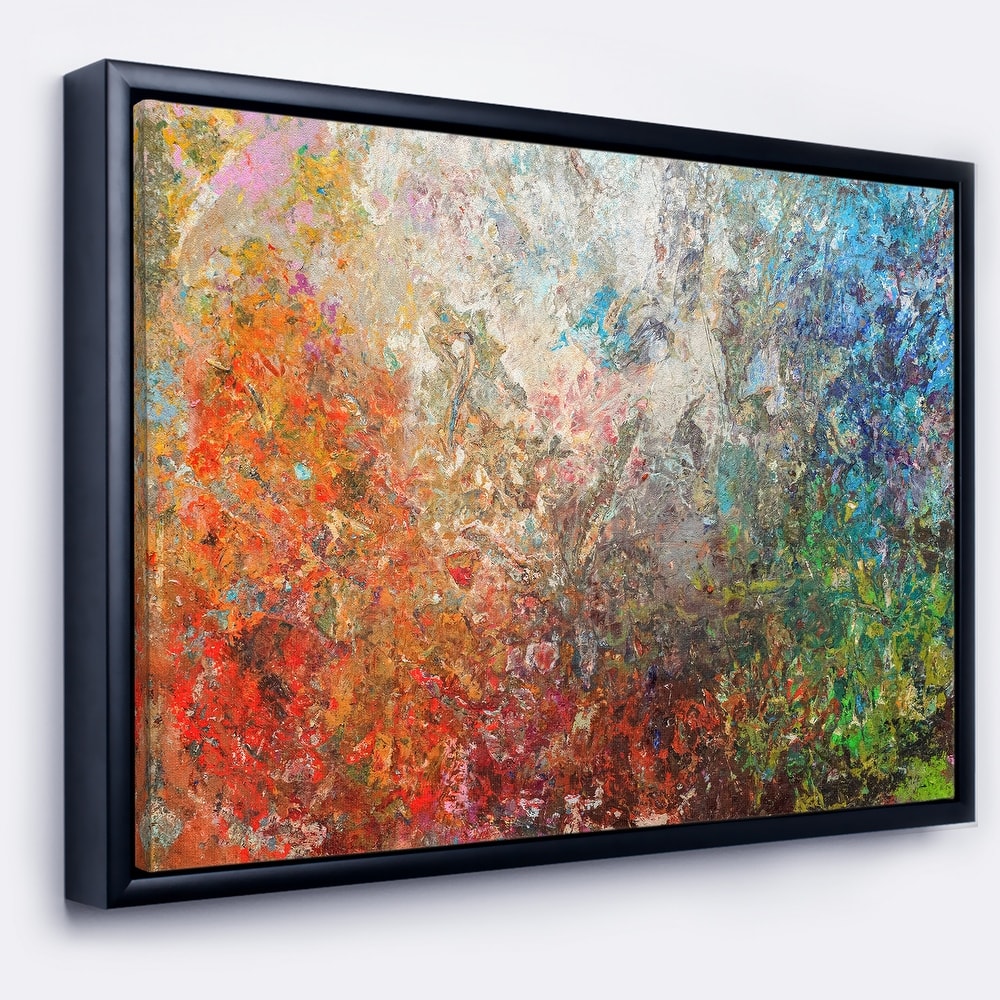 Designart "Board Stained Abstract Art" Abstract Framed Canvas Art Print