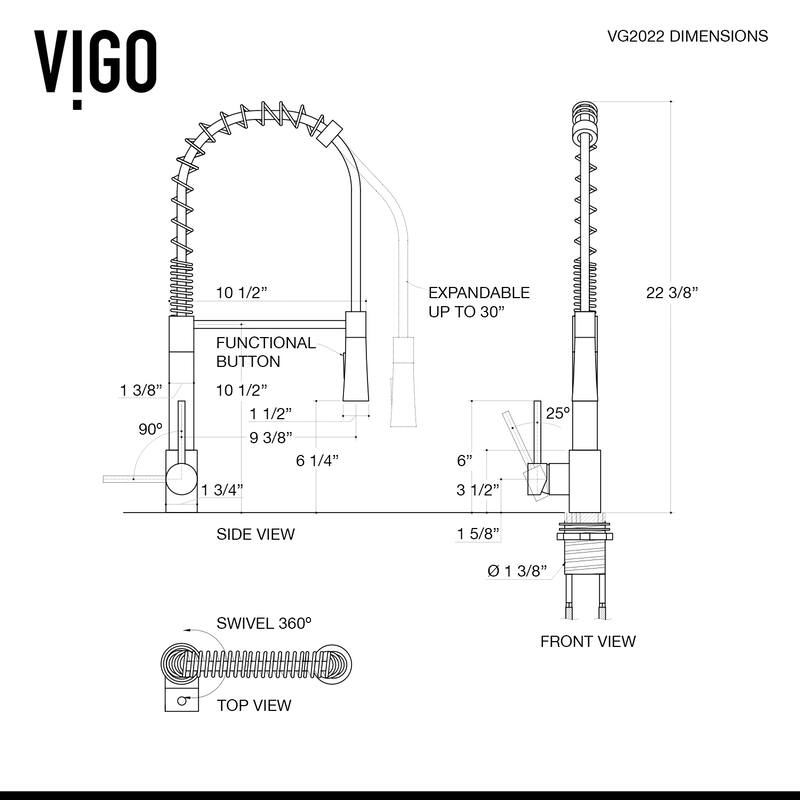 VIGO Laurelton 22" H Single Handle Pull-Down Sprayer Kitchen Faucet