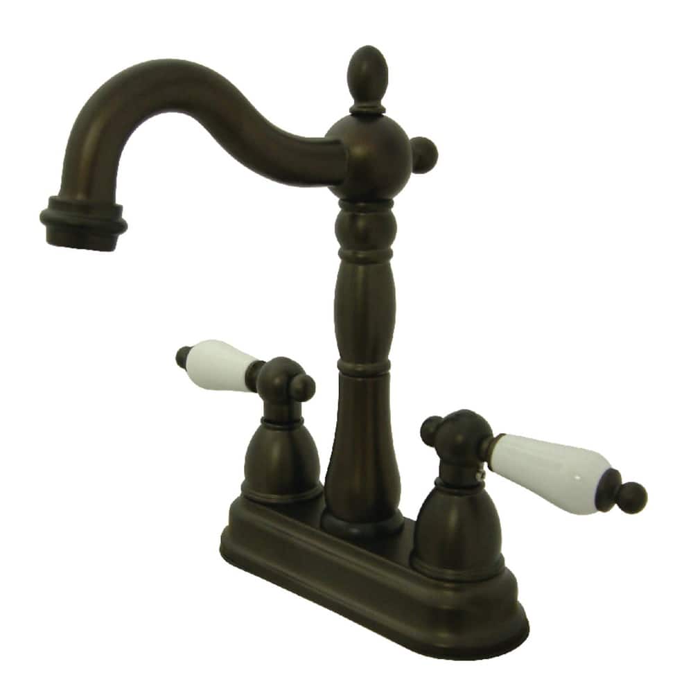 Kingston Brass Heritage Centerset Bar Faucet with Porcelain Lever