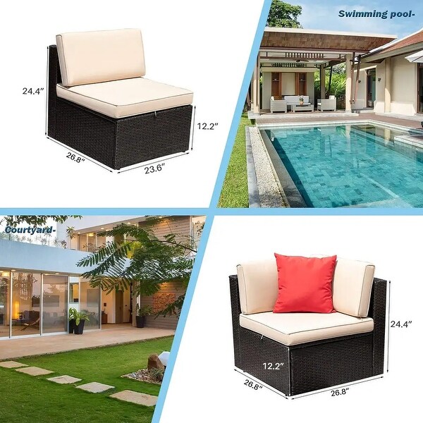 Homall 2 Pieces Patio Furniture Set PE Rattan Sofa Chair Set