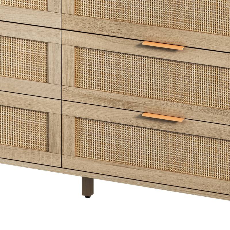 59.06"L 6-Drawers Rattan Storage Cabinet
