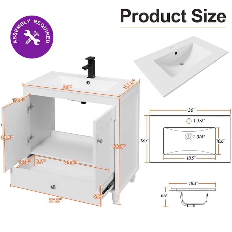 Lace Trim Freestanding Bathroom Vanity Set - Perfect for Bathrooms