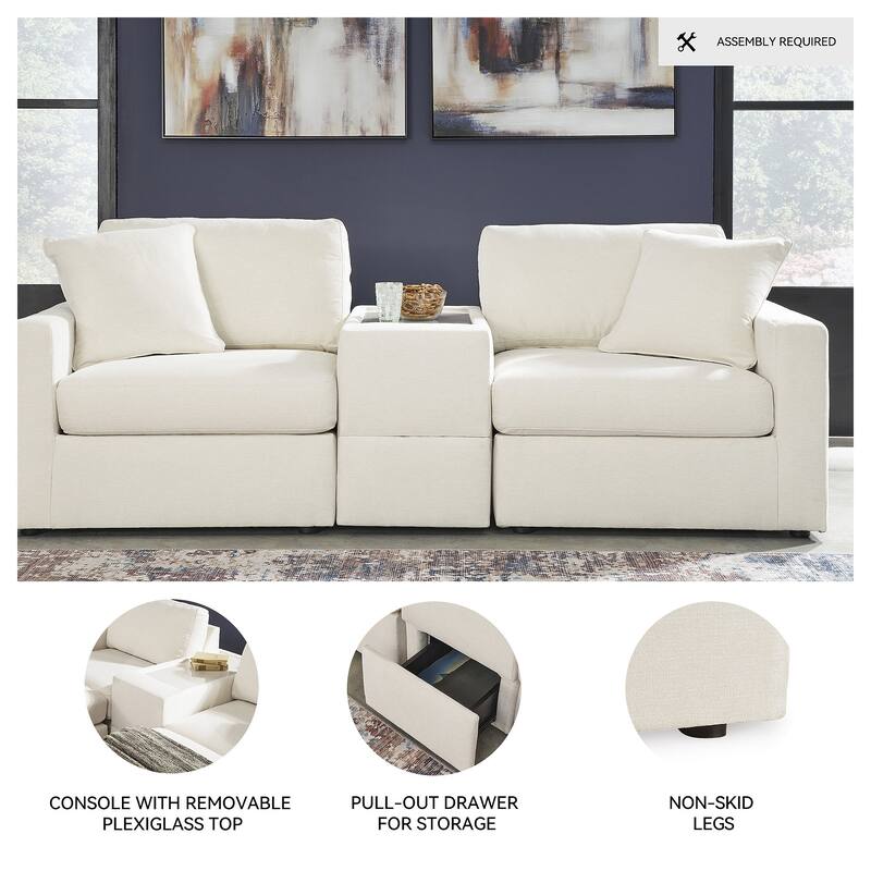 Signature Design by Ashley Modmax 3-Piece Sectional with Storage Console - 93" W x 37" D x 36" H