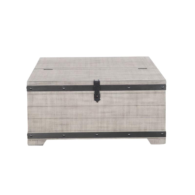 Nelly Square Coffee Table w Casters, Lift Top, Gray Mahogany Wood