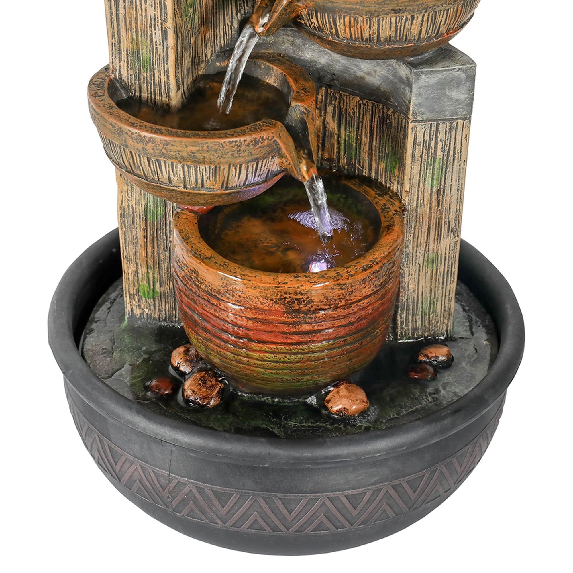 【初回限定】 4-Tier Resin Lights, with Fountain Waterfall Tabletop Indoor トランプ