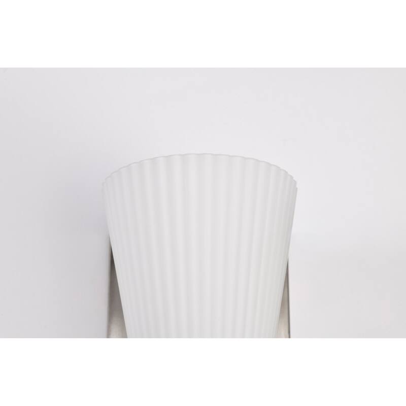 Royale 1 Light Vanity Brushed Nickel Finish Ribbed White Glass - Brushed Nickel