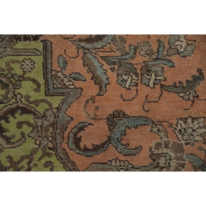 Hand Knotted Oriental 100% Wool Carpet Traditional Floral Oranges & Rust Tabriz Area Rug - 12' 7'' X 10' 1''