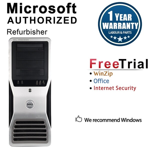 Dell Precision T7500 Workstation Tower Intel Xeon E5620 2.4G 8GB DDR3 2TB NVS300 Windows 10 Pro 1 Year Warranty (Refurbished)