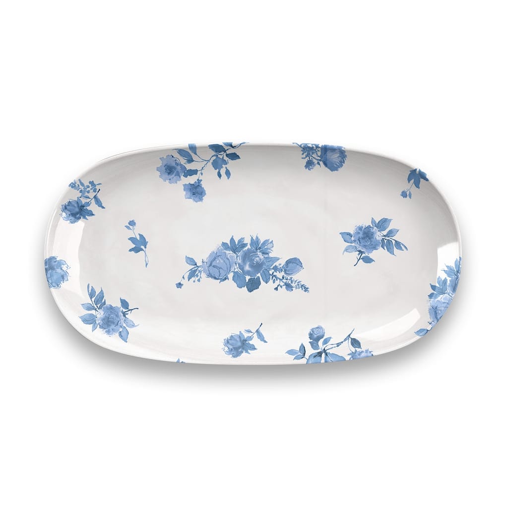 Abode Homewares Cottage Blue Melamine Floral Serving Platter - White - 12.9"x 6.9"