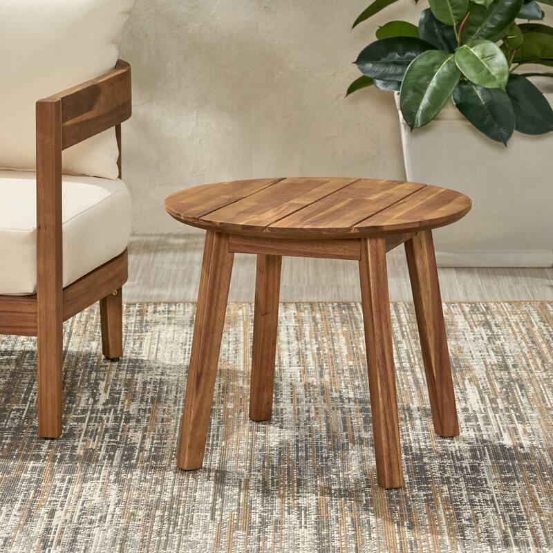 Brooklyn Outdoor Acacia Wood Side Table by Christopher Knight Home - 22.00" L x 22.00" W x 18.00" D - Teak Finish