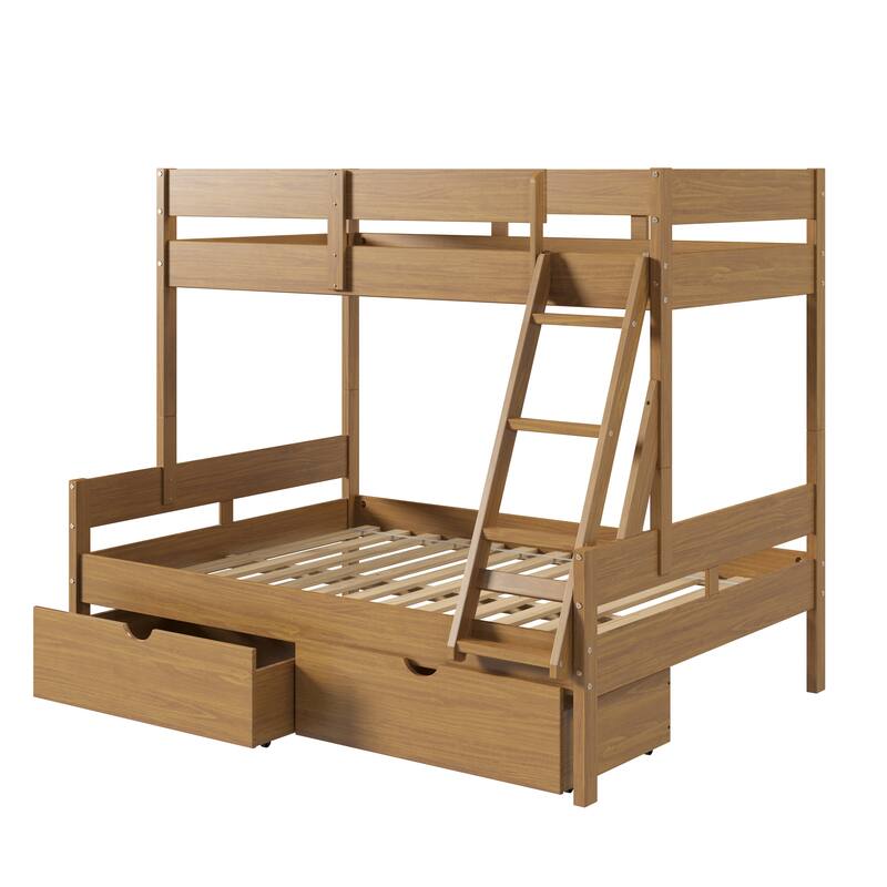 Low Board Twin over Full Urban Oak Panel Bunkbed