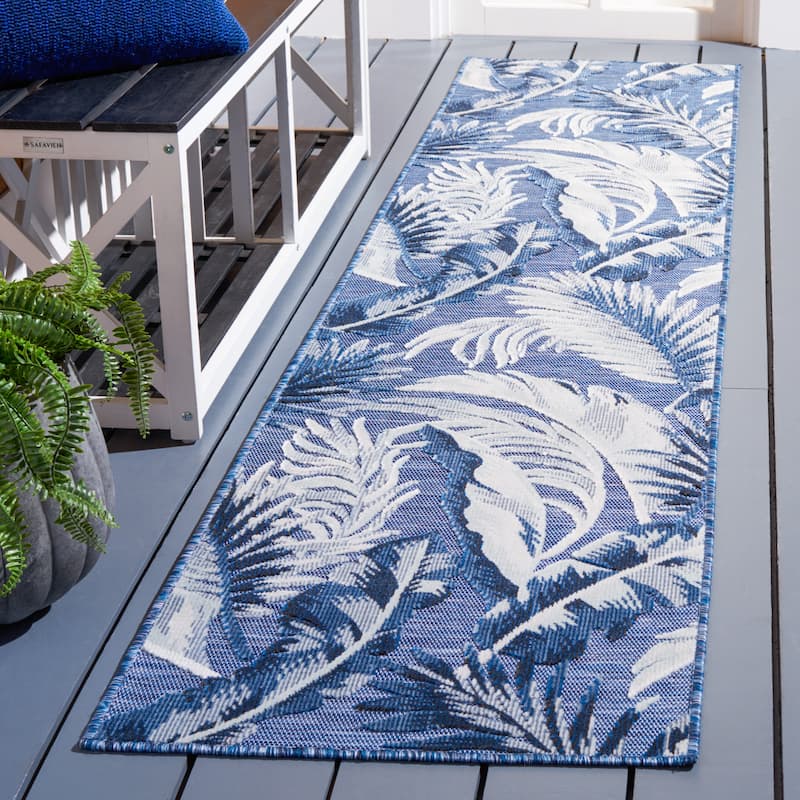 SAFAVIEH Cabana Zhuldyz Indoor/ Outdoor Waterproof Rug - 2' x 9' Runner - Black/Grey