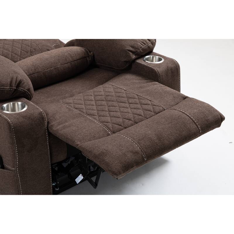 Velvet Oversized Power Lift Recliner Chair, Dual OKIN Motors & Cup Holders